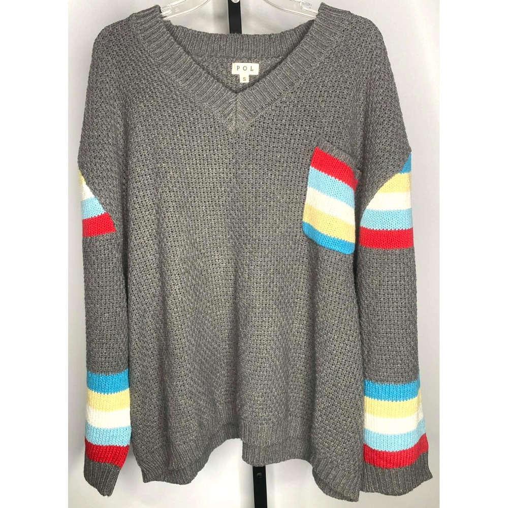 POL Sweater Women's size Small‎ Gray Chunky Knit Boho Boxy Oversized Soft Comfy